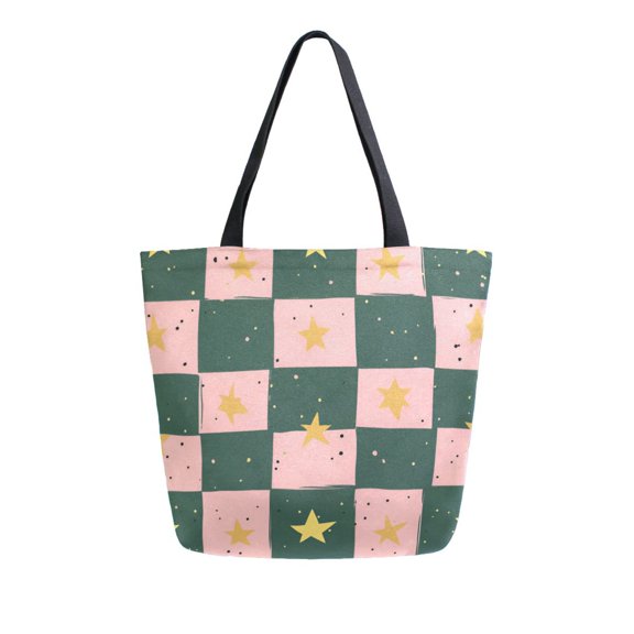 FORMRS Womens Canvas Tote Bag with Zipper Inner Pocket Shoulder Handbag, Pink Abstract