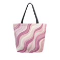 thumbnail image 1 of FORMRS Womens Canvas Tote Bag with Zipper Inner Pocket Shoulder Handbag, Pink Brown Pattern, 1 of 7