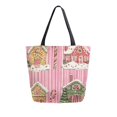 thumbnail image 1 of FORMRS Womens Canvas Tote Bag with Zipper Inner Pocket Shoulder Handbag, Pink Christmas House, 1 of 7