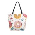 thumbnail image 1 of FORMRS Womens Canvas Tote Bag with Zipper Inner Pocket Shoulder Handbag, Pink Donut, 1 of 7