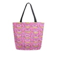 thumbnail image 1 of FORMRS Womens Canvas Tote Bag with Zipper Inner Pocket Shoulder Handbag, Pink Doughnuts, 1 of 7
