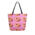 thumbnail image 1 of FORMRS Womens Canvas Tote Bag with Zipper Inner Pocket Shoulder Handbag, Pink Doughnuts, 1 of 7