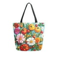 thumbnail image 1 of FORMRS Womens Canvas Tote Bag with Zipper Inner Pocket Shoulder Handbag, Pink Floral Tomatoes, 1 of 7