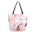 thumbnail image 1 of FORMRS Womens Canvas Tote Bag with Zipper Inner Pocket Shoulder Handbag, Pink Halloween Ghosts, 1 of 7