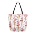 thumbnail image 1 of FORMRS Womens Canvas Tote Bag with Zipper Inner Pocket Shoulder Handbag, Pink Ice Cream Pattern, 1 of 7
