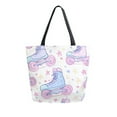thumbnail image 1 of FORMRS Womens Canvas Tote Bag with Zipper Inner Pocket Shoulder Handbag, Pink Skates, 1 of 7