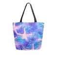 thumbnail image 1 of FORMRS Womens Canvas Tote Bag with Zipper Inner Pocket Shoulder Handbag, Pink Starfish Pattern, 1 of 7