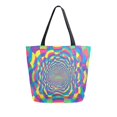 thumbnail image 1 of FORMRS Womens Canvas Tote Bag with Zipper Inner Pocket Shoulder Handbag, Psychedelic Pattern, 1 of 7