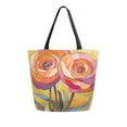 thumbnail image 1 of FORMRS Womens Canvas Tote Bag with Zipper Inner Pocket Shoulder Handbag, Purple Abstract Floral, 1 of 7