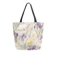 thumbnail image 1 of FORMRS Womens Canvas Tote Bag with Zipper Inner Pocket Shoulder Handbag, Purple Floral Rabbit, 1 of 7