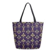 thumbnail image 1 of FORMRS Womens Canvas Tote Bag with Zipper Inner Pocket Shoulder Handbag, Purple Flowers Pattern, 1 of 7