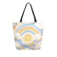 thumbnail image 1 of FORMRS Womens Canvas Tote Bag with Zipper Inner Pocket Shoulder Handbag, Purple Rainbow Clouds, 1 of 7
