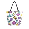 thumbnail image 1 of FORMRS Womens Canvas Tote Bag with Zipper Inner Pocket Shoulder Handbag, Purple Retro Pattern, 1 of 7