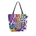 thumbnail image 1 of FORMRS Womens Canvas Tote Bag with Zipper Inner Pocket Shoulder Handbag, Purple Wavy Plaid, 1 of 7