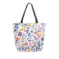 thumbnail image 1 of FORMRS Womens Canvas Tote Bag with Zipper Inner Pocket Shoulder Handbag, Purple Wildflower Pattern, 1 of 7