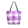 thumbnail image 1 of FORMRS Womens Canvas Tote Bag with Zipper Inner Pocket Shoulder Handbag, Purple and White Pattern, 1 of 7