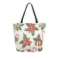 thumbnail image 1 of FORMRS Womens Canvas Tote Bag with Zipper Inner Pocket Shoulder Handbag, Red Christmas Poinsettia, 1 of 7
