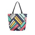thumbnail image 1 of FORMRS Womens Canvas Tote Bag with Zipper Inner Pocket Shoulder Handbag, Red Geometric, 1 of 7