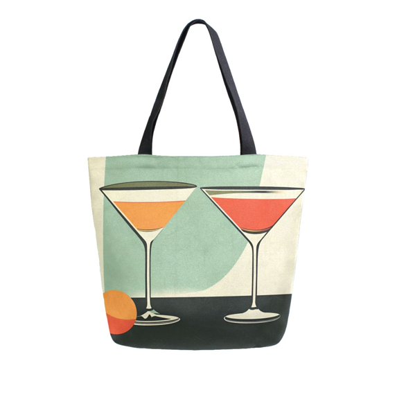 FORMRS Womens Canvas Tote Bag with Zipper Inner Pocket Shoulder Handbag, Red Glasses