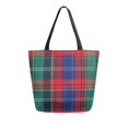 thumbnail image 1 of FORMRS Womens Canvas Tote Bag with Zipper Inner Pocket Shoulder Handbag, Red Green Pattern, 1 of 7