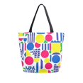 thumbnail image 1 of FORMRS Womens Canvas Tote Bag with Zipper Inner Pocket Shoulder Handbag, Red Retro Shapes, 1 of 7