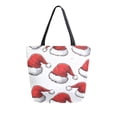 thumbnail image 1 of FORMRS Womens Canvas Tote Bag with Zipper Inner Pocket Shoulder Handbag, Red Santa Hats Pattern, 1 of 7