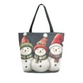 thumbnail image 1 of FORMRS Womens Canvas Tote Bag with Zipper Inner Pocket Shoulder Handbag, Red Snowmen, 1 of 7