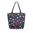 thumbnail image 1 of FORMRS Womens Canvas Tote Bag with Zipper Inner Pocket Shoulder Handbag, Red Starry Pattern, 1 of 7