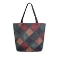 thumbnail image 1 of FORMRS Womens Canvas Tote Bag with Zipper Inner Pocket Shoulder Handbag, Red Tartan Pattern, 1 of 7