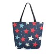 thumbnail image 1 of FORMRS Womens Canvas Tote Bag with Zipper Inner Pocket Shoulder Handbag, Red White Stars, 1 of 7