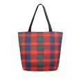 thumbnail image 1 of FORMRS Womens Canvas Tote Bag with Zipper Inner Pocket Shoulder Handbag, Red and Blue Pattern, 1 of 7