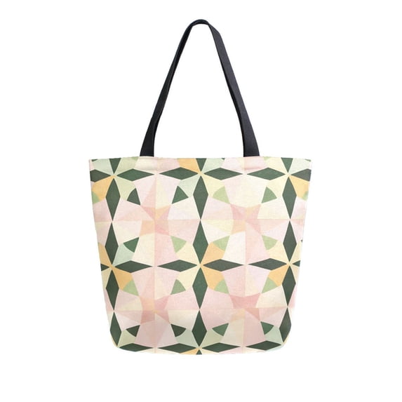 FORMRS Womens Canvas Tote Bag with Zipper Inner Pocket Shoulder Handbag, Retro Black Stars