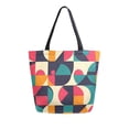 thumbnail image 1 of FORMRS Womens Canvas Tote Bag with Zipper Inner Pocket Shoulder Handbag, Retro Geometric, 1 of 7