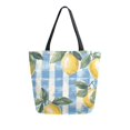 thumbnail image 1 of FORMRS Womens Canvas Tote Bag with Zipper Inner Pocket Shoulder Handbag, Retro Lemon Leaves, 1 of 7
