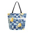 thumbnail image 1 of FORMRS Womens Canvas Tote Bag with Zipper Inner Pocket Shoulder Handbag, Retro Plaid Lemon, 1 of 7