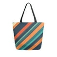 thumbnail image 1 of FORMRS Womens Canvas Tote Bag with Zipper Inner Pocket Shoulder Handbag, Retro Stripes, 1 of 7