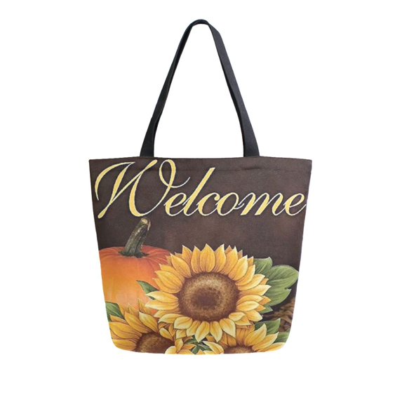 FORMRS Womens Canvas Tote Bag with Zipper Inner Pocket Shoulder Handbag, Retro Sunflower