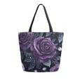 thumbnail image 1 of FORMRS Womens Canvas Tote Bag with Zipper Inner Pocket Shoulder Handbag, Roses and Pearls, 1 of 7
