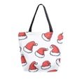 thumbnail image 1 of FORMRS Womens Canvas Tote Bag with Zipper Inner Pocket Shoulder Handbag, Santa Hats Pattern, 1 of 7