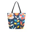 thumbnail image 1 of FORMRS Womens Canvas Tote Bag with Zipper Inner Pocket Shoulder Handbag, Simple Floral, 1 of 7