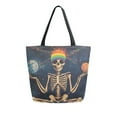 thumbnail image 1 of FORMRS Womens Canvas Tote Bag with Zipper Inner Pocket Shoulder Handbag, Skeleton with Rainbow, 1 of 7
