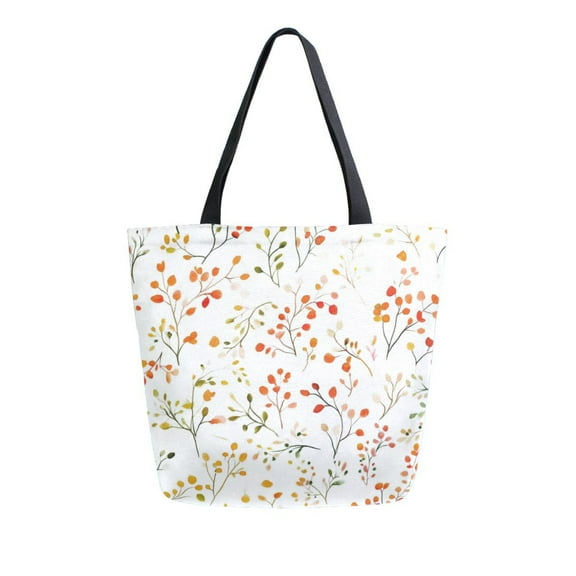 FORMRS Womens Canvas Tote Bag with Zipper Inner Pocket Shoulder Handbag, Small Floral Pattern