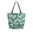 thumbnail image 1 of FORMRS Womens Canvas Tote Bag with Zipper Inner Pocket Shoulder Handbag, Small White Flowers, 1 of 7