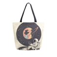 thumbnail image 1 of FORMRS Womens Canvas Tote Bag with Zipper Inner Pocket Shoulder Handbag, Space Record, 1 of 7