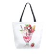 thumbnail image 1 of FORMRS Womens Canvas Tote Bag with Zipper Inner Pocket Shoulder Handbag, Strawberry Ice Cream Pattern, 1 of 7