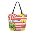 thumbnail image 1 of FORMRS Womens Canvas Tote Bag with Zipper Inner Pocket Shoulder Handbag, Striped Lemon, 1 of 7
