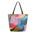 thumbnail image 1 of FORMRS Womens Canvas Tote Bag with Zipper Inner Pocket Shoulder Handbag, Stripes Pattern, 1 of 7