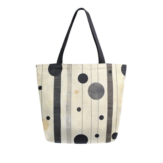 FORMRS Womens Canvas Tote Bag with Zipper Inner Pocket Shoulder Handbag, Stripes Pattern