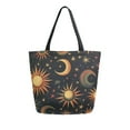 thumbnail image 1 of FORMRS Womens Canvas Tote Bag with Zipper Inner Pocket Shoulder Handbag, Sun Moon and Stars Pattern, 1 of 7