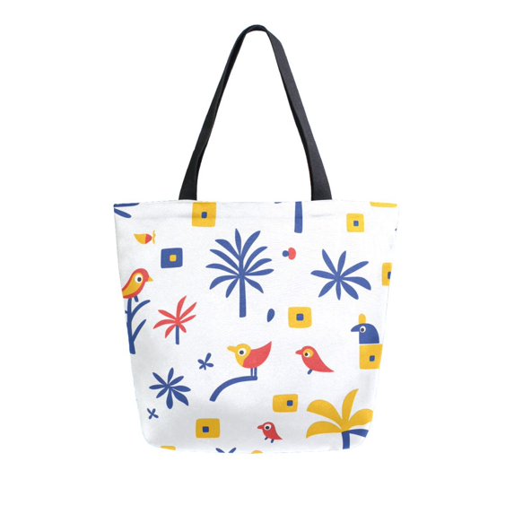 FORMRS Womens Canvas Tote Bag with Zipper Inner Pocket Shoulder Handbag, Tropical Rhythm